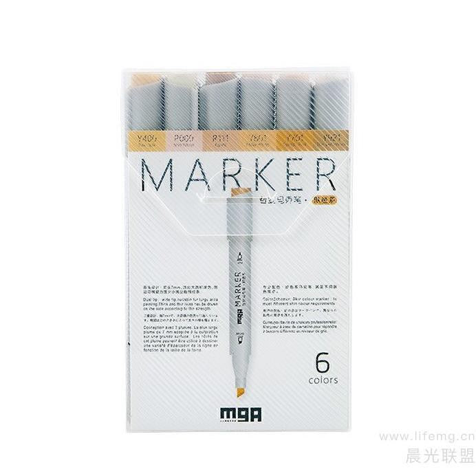 مجموعة أقلام تحديد احترافية من سلسلة M&amp;G Light Color - 6 قطع - رقم المنتج: ZPM94722 