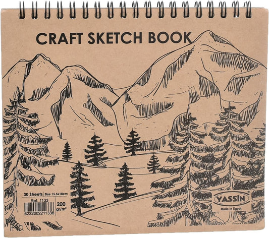Yassin Craft Sketchbook, 30 Sheets 15x18cm Wire-Bound 200gsm for Compact Art