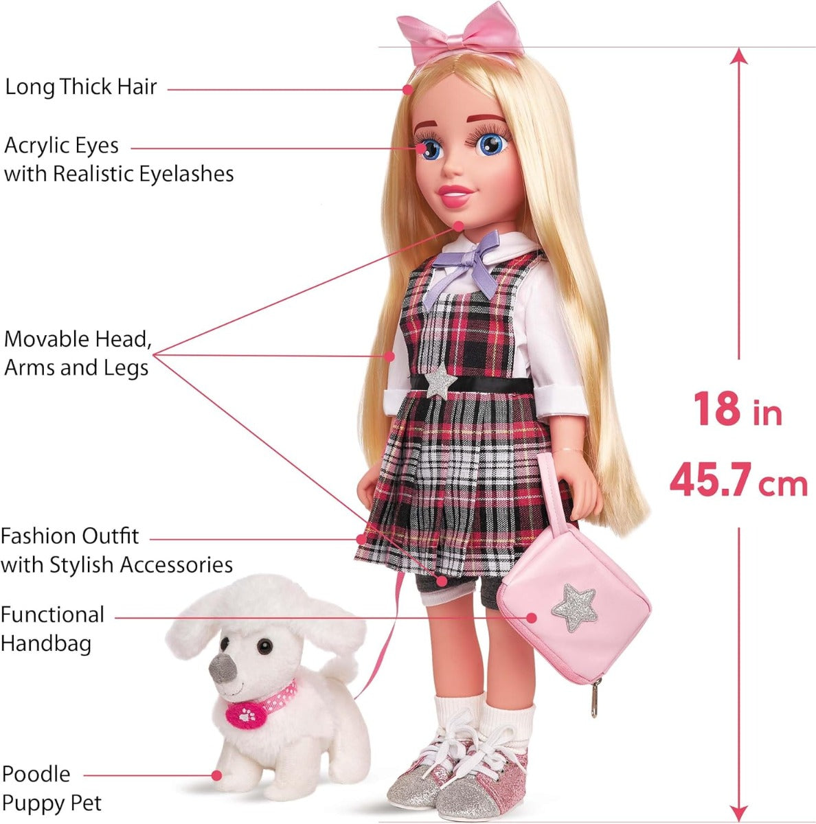 دمية كيدز هيتس بيوتي ستار بريبي، لعبة للبنات/الأولاد، تنمو وتستمتع بها الأطفال. - 46 سم