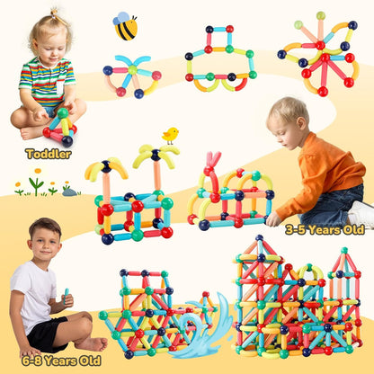 JIAJIA Magnetic Building Blocks Set – 112 Pieces, Magnetic Construction STEM Toy for Kids