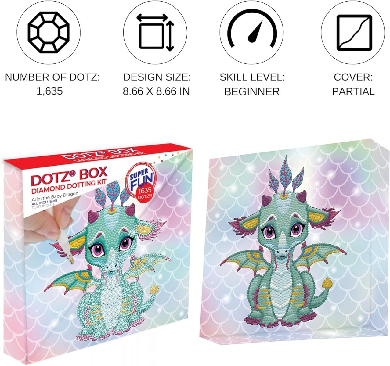 مجموعة رسم ماسية جزئية الحفر من دايموند دوتز، أرييل التنين الصغير - رقم: DBX.010