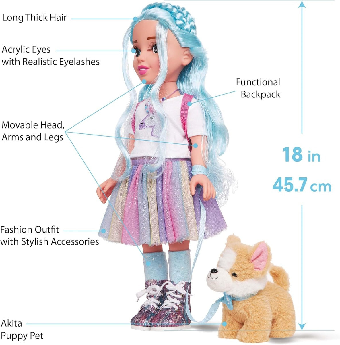 Kids Hits Beauty Star Artsy Girl Doll boy toys, girl toys , growth, fun, for kids. - 46cm