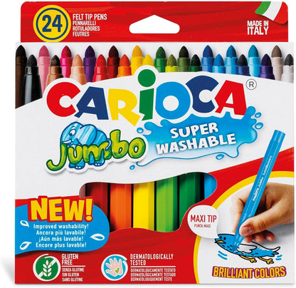Carioca jumbo 24 colors ogival maxi felt tip pens - No:40570