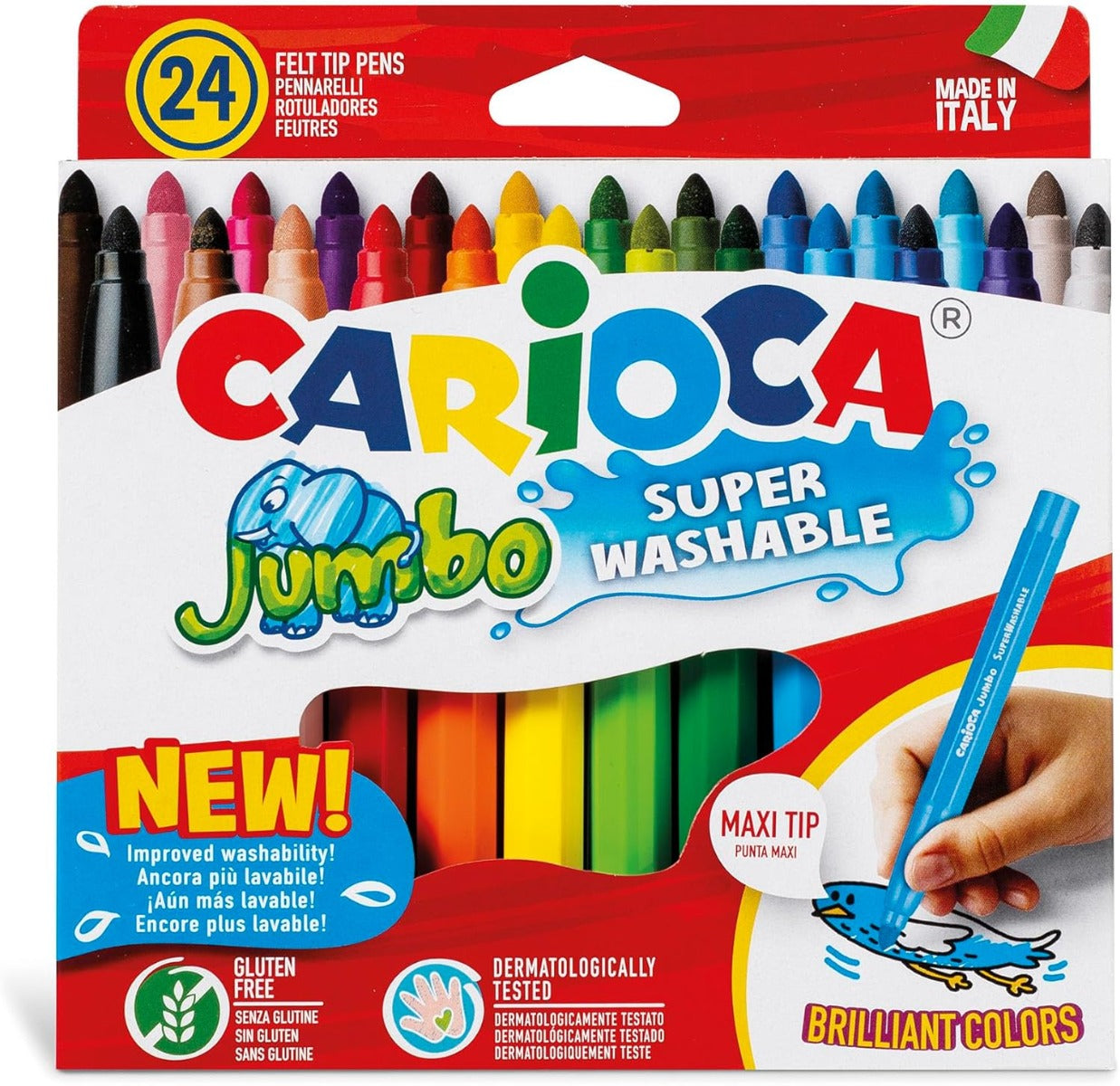 Carioca jumbo 24 colors ogival maxi felt tip pens - No:40570