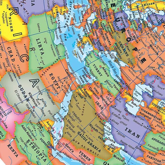 كرة أرضية إنجليزية مجسمة مع حامل، قابلة للدوران 360 درجة، كرة تعليمية جغرافية - 13 سم