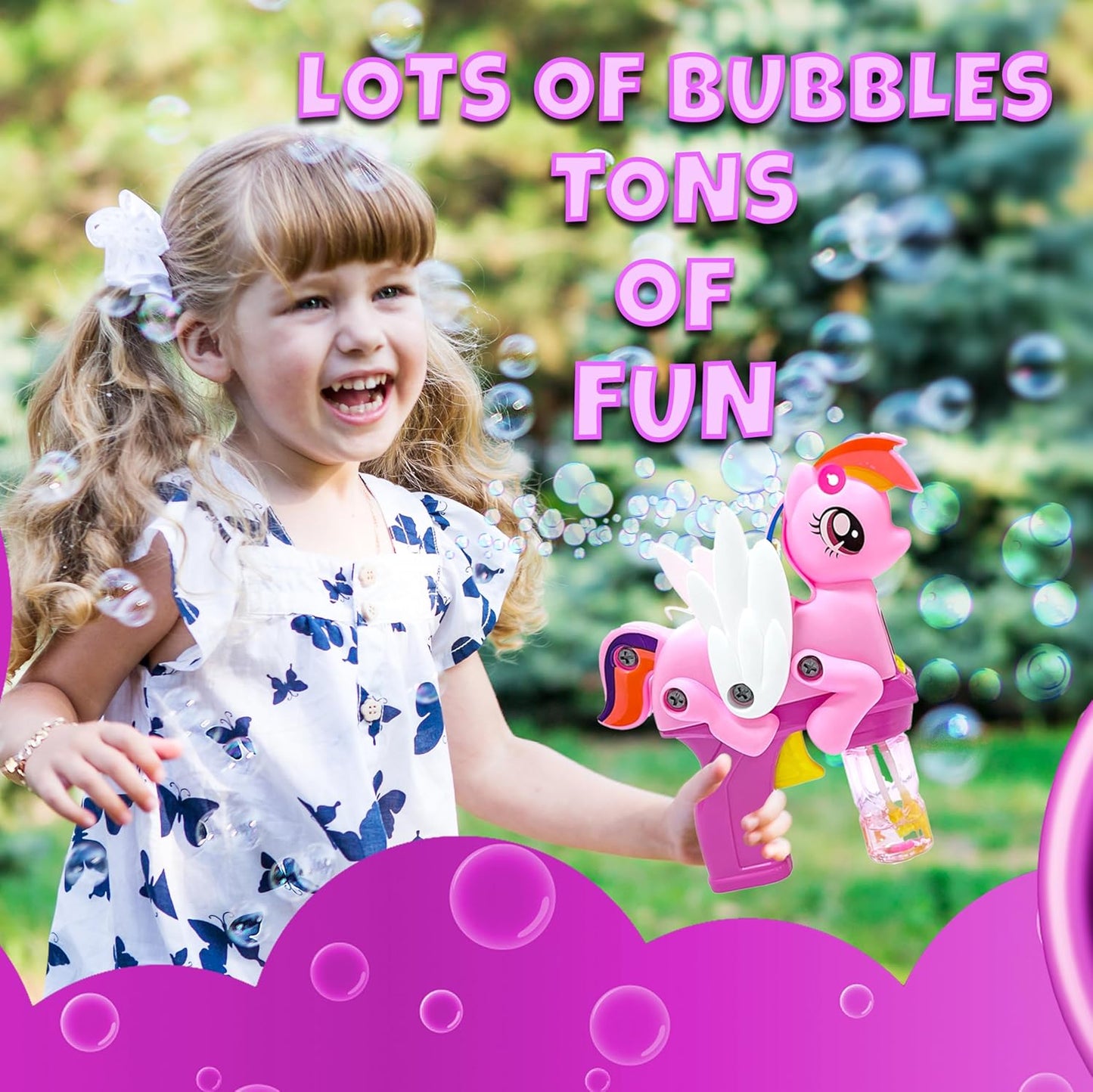 Unicorn Bubble Machine - Unicorn Bubble Gun For Girls | Handheld Bubble Machine For Kids - No:P81238-1