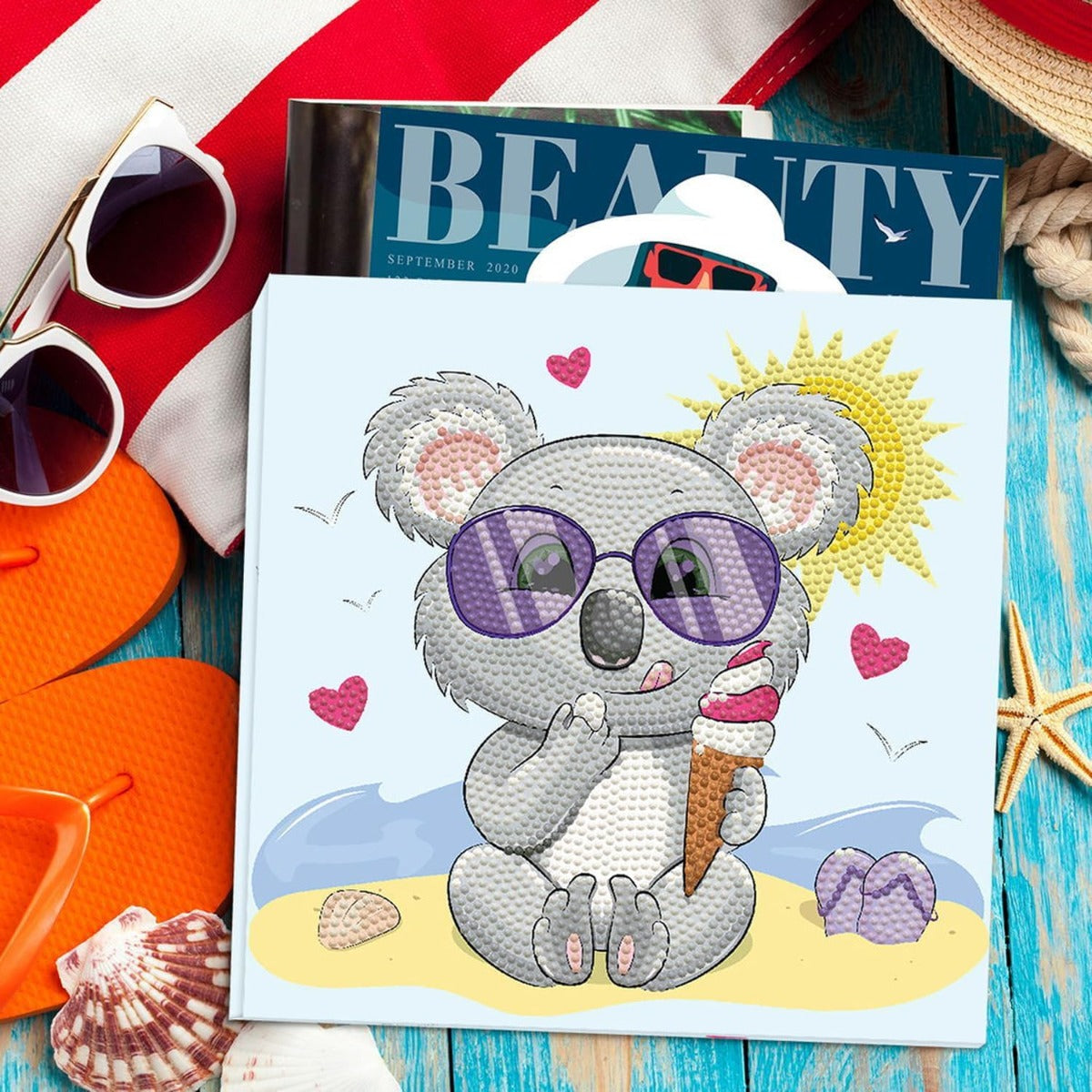 مجموعة لوحات ماسية أصلية خماسية الأبعاد من دايموند دوتز، علبة نقاط كوالا كريم، مع 1739 ماسة - رقم: DBX.040