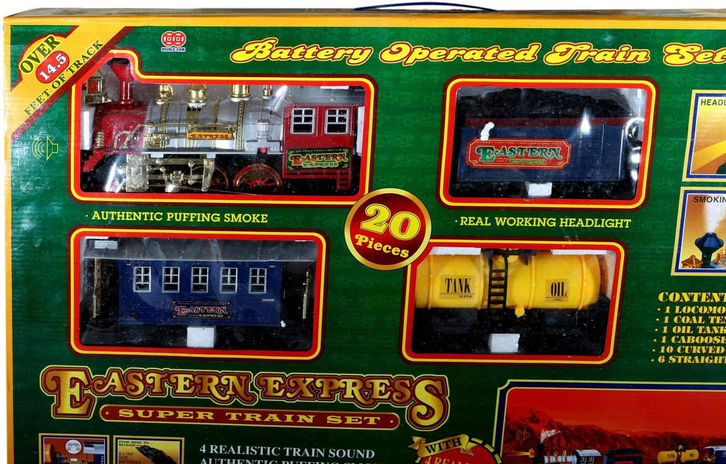 Battery Operated Electric Railway Train Set with Lights and Realistic Sound - 20pcs - No:2225