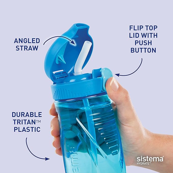 Sistema Hydrate Quick Flip Water Bottle 800 ml BPA Free Water Bottle with Straw - No:00630