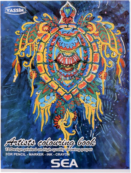 Yassin Sea Artistic Colouring Book With 12 Designs Printed On High Quality - NO: 1138