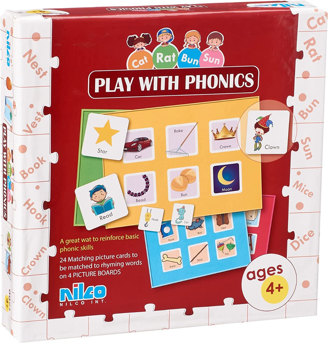 Nilco Educational Cards - Play With Phonics - 48pcs - No:20382