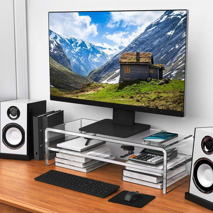 Acrylic Monitor Stand, 2 Tiers Computer Monitor Riser.