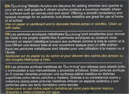 حافظ على ابتسامتك! مجموعة ألوان أكريليك معدنية من 6 قطع، 30 مل - رقم المنتج: B3030-6M