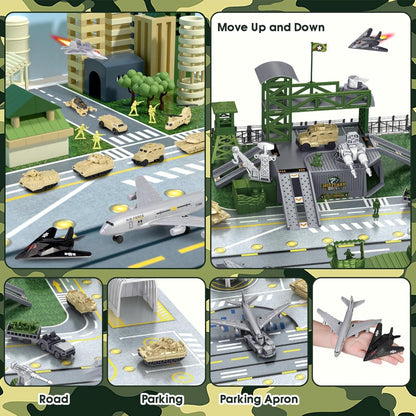 Army Series Military Base Set with Vehicles, Accessories, and Play Map for Kids - No:881