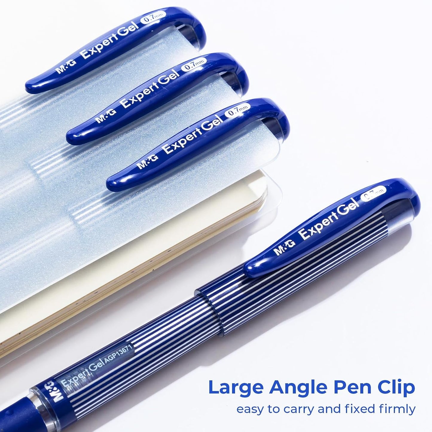 M&G Chenguang Pack of 2 Expert Gel Pen Set – 2 Blue Gel Pens, 0.7mm Bullet Tip - No: AGP136R2