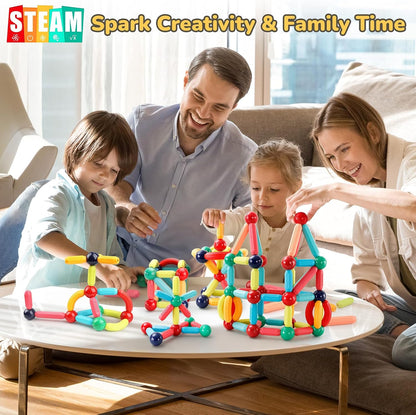 JIAJIA Magnetic Building Blocks Set – 112 Pieces, Magnetic Construction STEM Toy for Kids