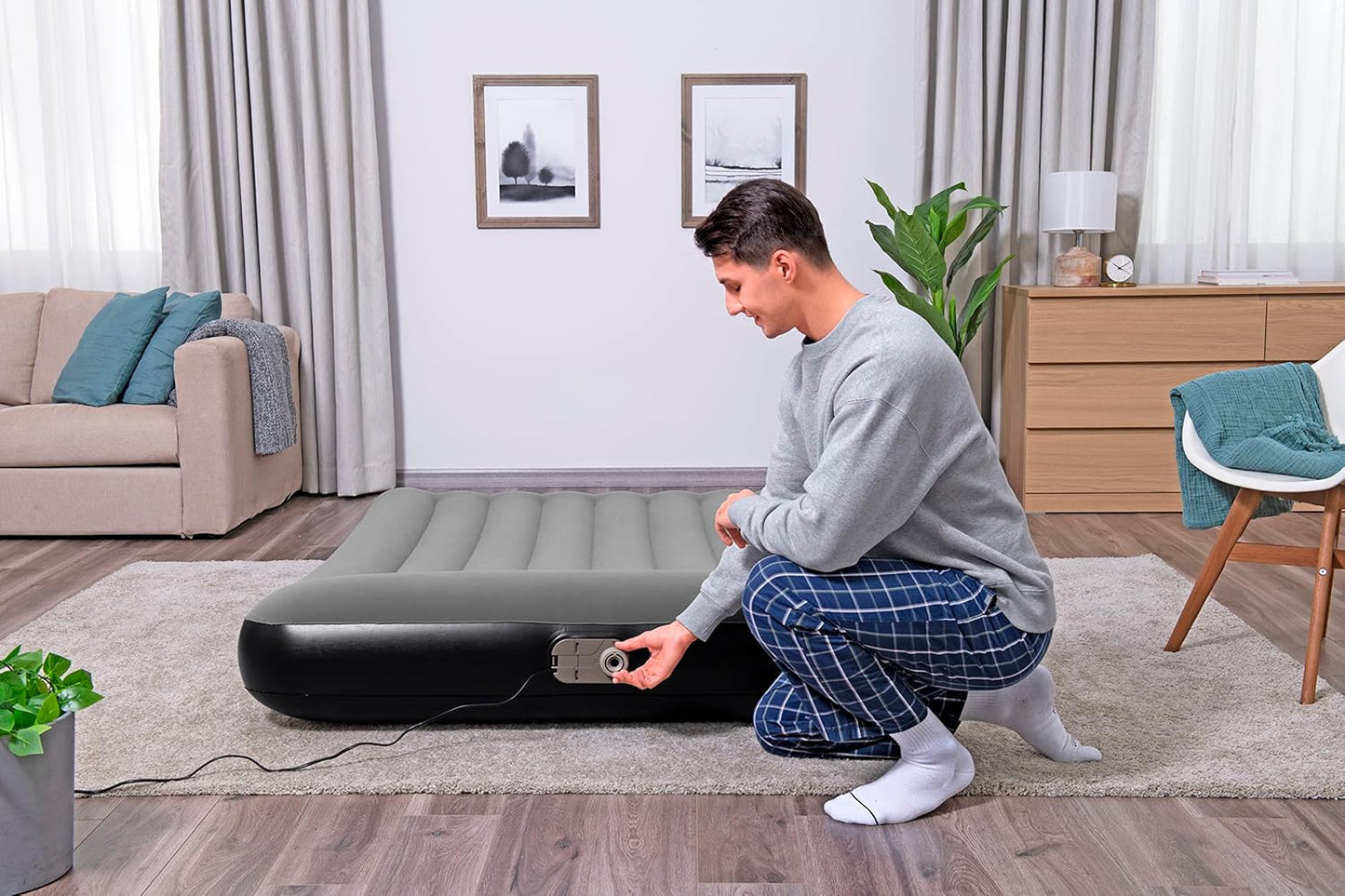 Bestway Tritech Airbed Full Sleeping Mattress Built-in  AC pump 1.91m x 1.37m x 30cm - No:67462