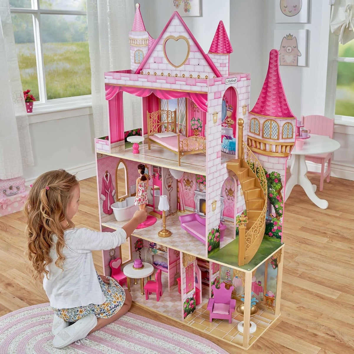 Kidkraft Rose Garden Wooden Castle For 12-Inch Dolls - No:10117