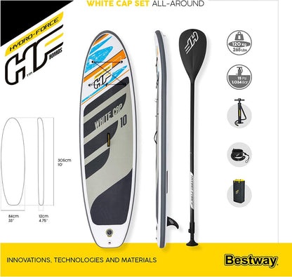 Bestway White Cap Set Inflatable Surfboard 305*84*12cm - No:65342