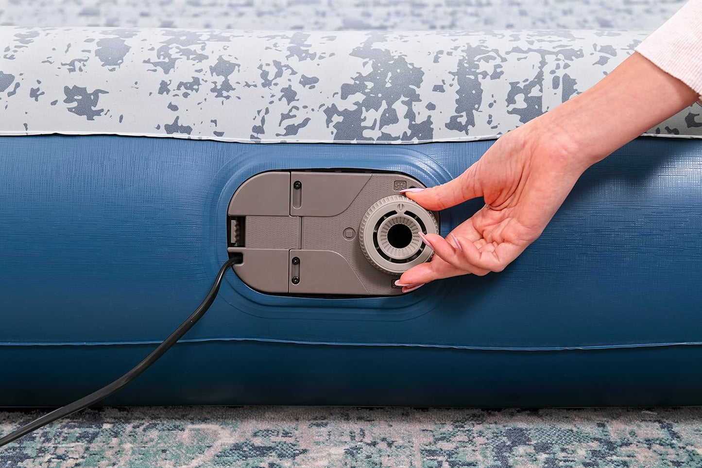 Bestway Tritech Fashion Flock Air Mattress Queen Built-in AC Pump 2.03m x 1.52m x 30cm - No:67836