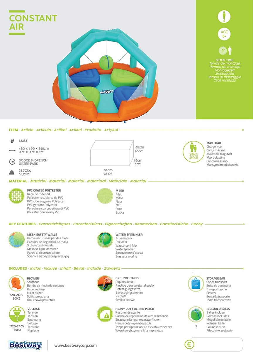 Bestway H2OGO! Dodge & Drench Water Park - 4.5m*4.5m*2.68m - No:53383