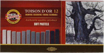 مجموعة أقلام تلوين باستيل ناعمة من كوه-إي-نور، 12 قلمًا، لون رمادي، رقم: 8592