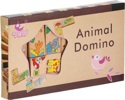 لعبة دومينو خشبية تعليمية على شكل حيوانات للأطفال