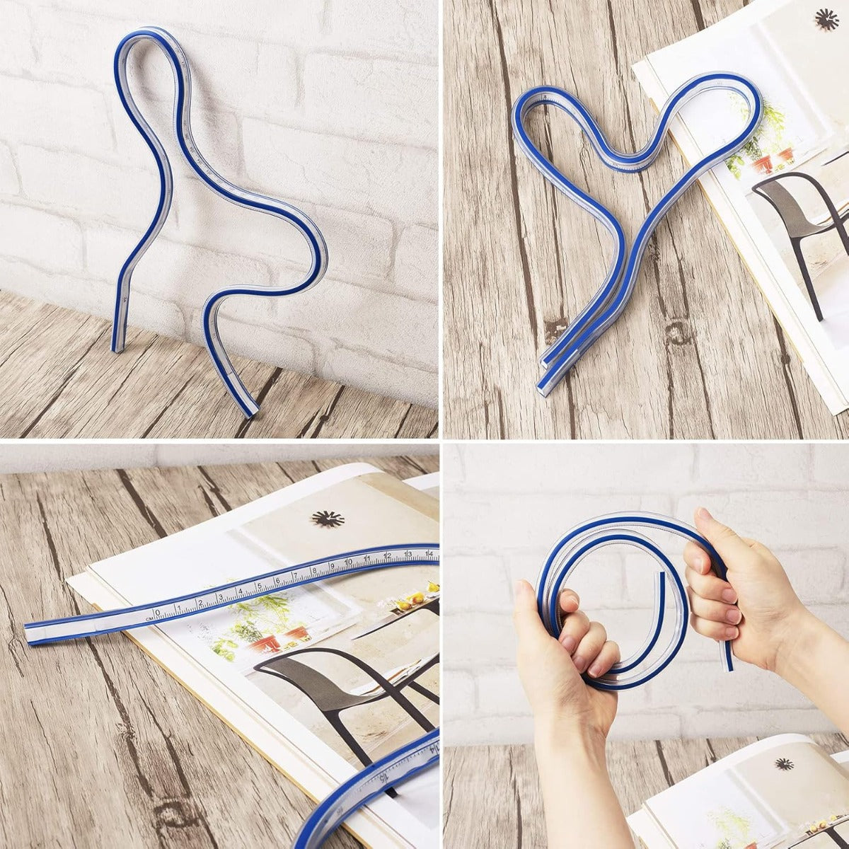 مسطرة منحنية من الفينيل، 60 سم، مسطرة منحنية فرنسية مرنة - رقم: FC-700 