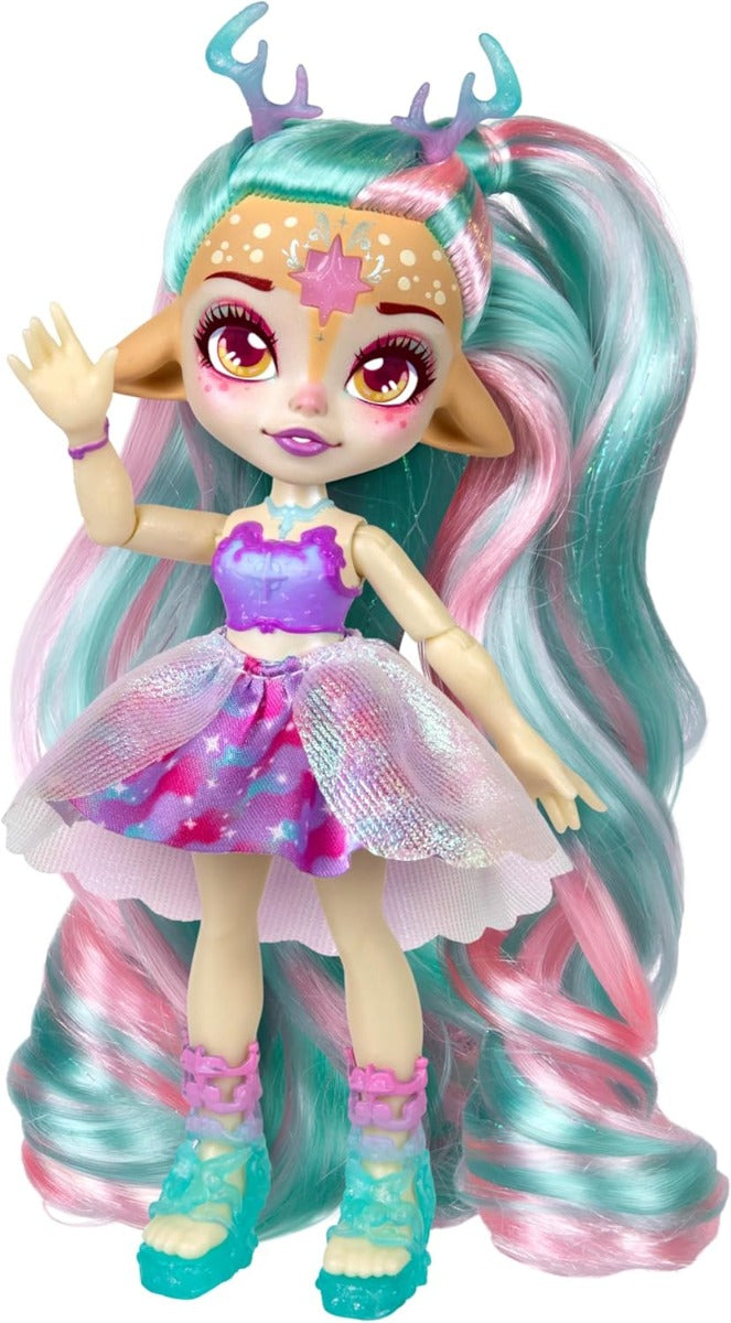 Magic Mixies Pixlings Deluxe Pack, Shimmer Reveal Galaxy Deerlee the Deer Hair Doll - No:14998