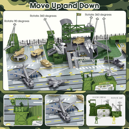 Army Series Military Base Set with Vehicles, Accessories, and Play Map for Kids - No:881