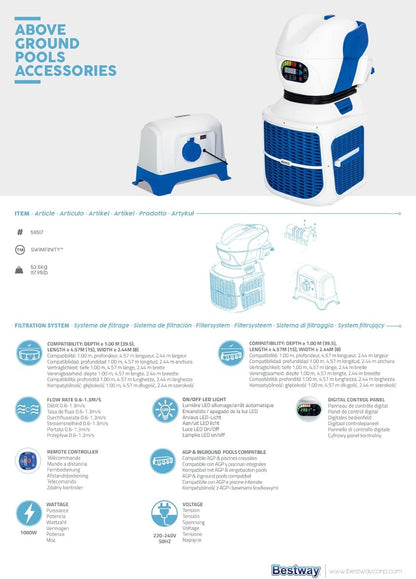 نظام Bestway Swimfinity™ للتدفق المعاكس - نظام لياقة السباحة - رقم: 58517