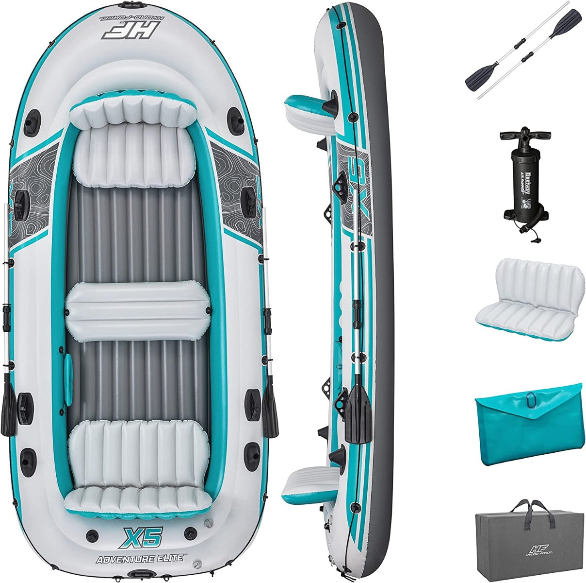 Bestway Inflatable Pontoon 5 Seater Elite X5 Raft Set 364*166 cm - No:65159
