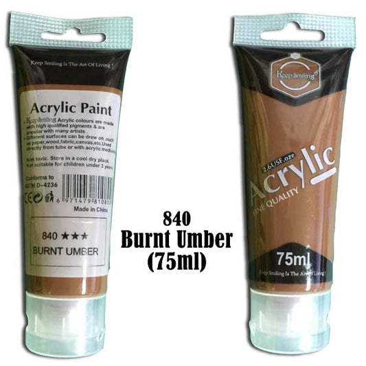 Keep Smiling Acrylic Paint Tube 75 Ml - Burnt Umber - No:840