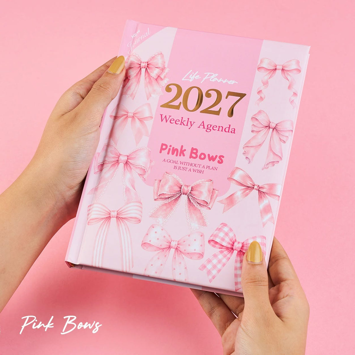 Mofakera Pink Bows Weekly Box 2027 – A5 Weekly Planner & 7-Piece Stationery Gift Set - Pink - ( Agenda )