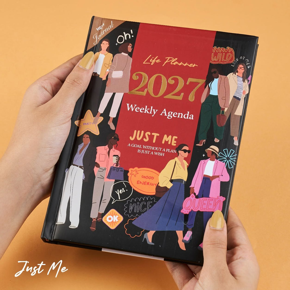 Mofakera Just Me 2027 Weekly Gift Box – A5 Weekly Planner & 7-Piece Stationery Gift Set - Black ( Agenda )