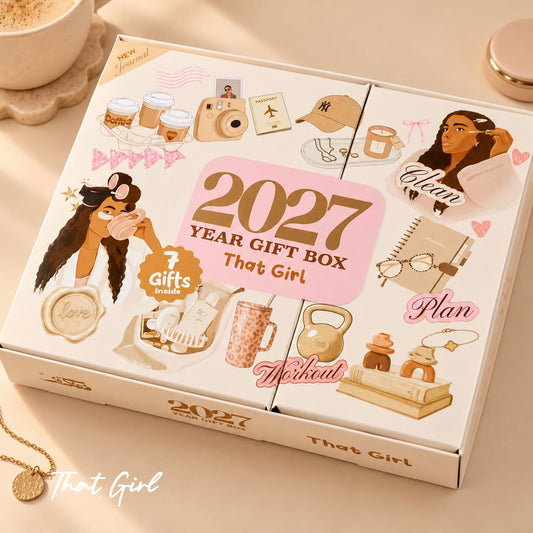 Mofakera That Girl Weekly Box 2027 – A5 Weekly Planner & 7-Piece Stationery Gift Set - Beige ( Agenda )
