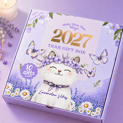 Mofakera Lavendar Vibes 2027 Year Gift Box – Luxury A5 Daily Planner & 10-Piece Stationery Gift Set - Purple ( Agenda )