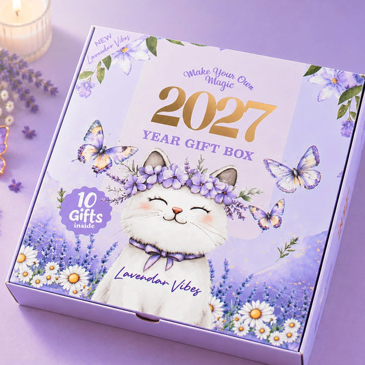 Mofakera Lavendar Vibes 2027 Year Gift Box – Luxury A5 Daily Planner & 10-Piece Stationery Gift Set - Purple ( Agenda )