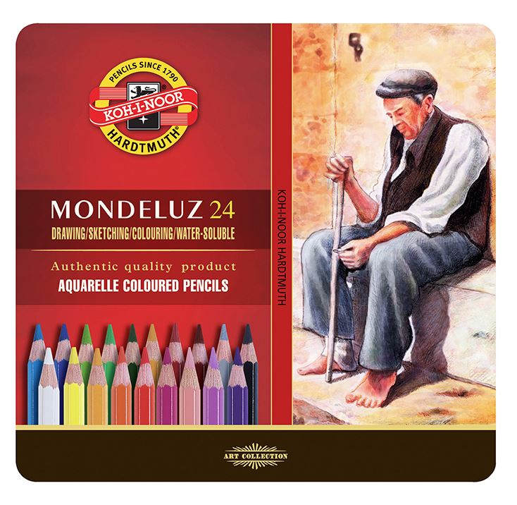 Koh-I-Noor Mondeluz watercolor pencils in metal box 24 pcs- No:3724