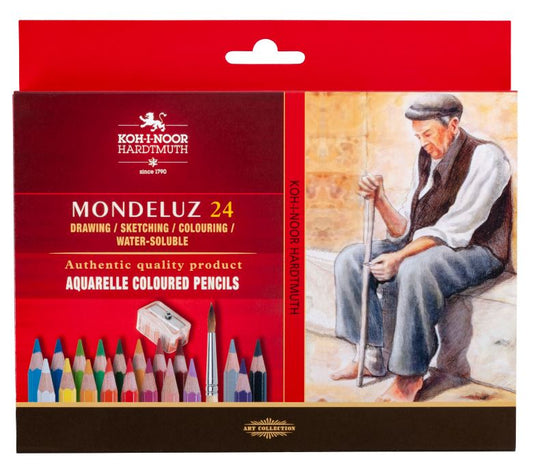 Koh-I-Noor Mondeluz Watercolor Pencils + Brush 24 pcs - No:3711
