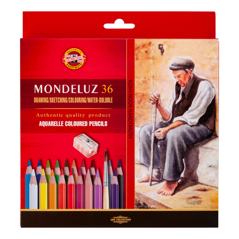 Koh-I-Noor Mondeluz watercolor pencils + brush 36 pcs - No:3712