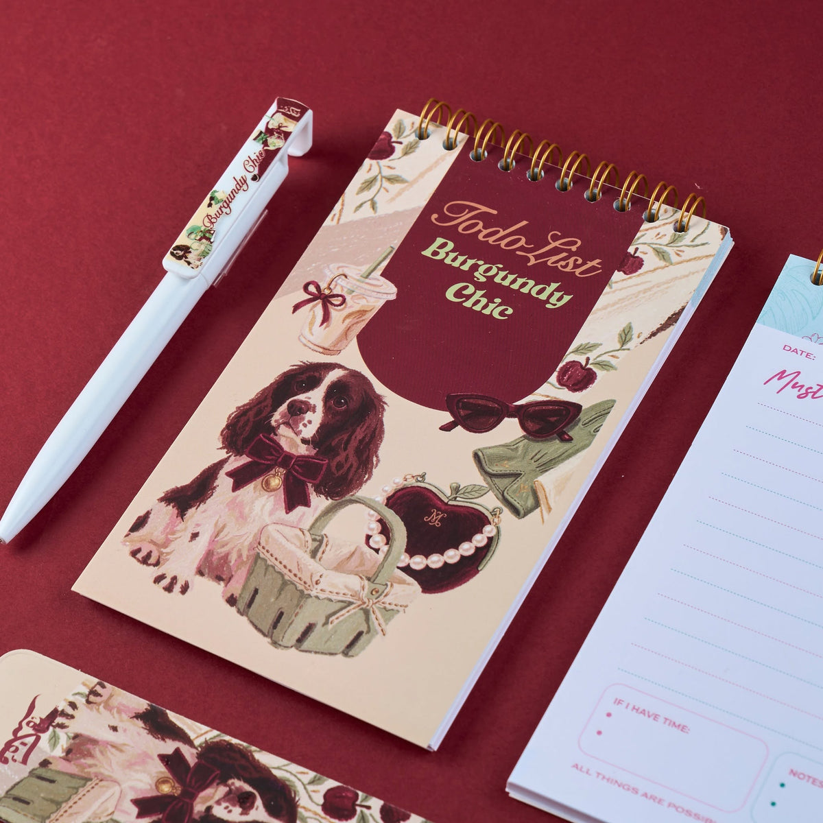 Mofakera Burgundy Chic 2027 Year Gift Box – Luxury A5 Daily Planner & 10-Piece Stationery Gift Set - Dark Red ( Agenda )
