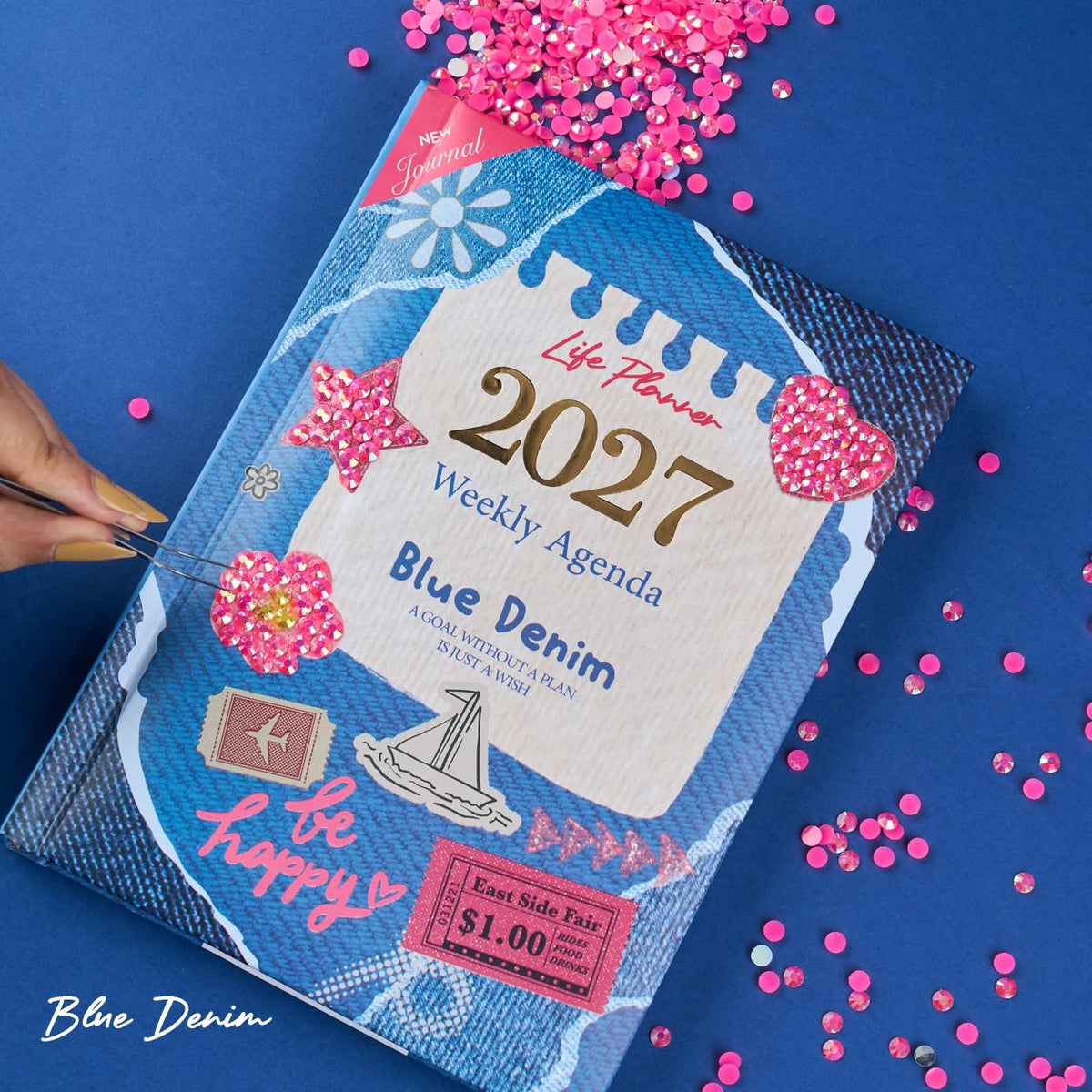 Mofakera Blue Denim 2027 Weekly Gift Box – A5 Weekly Planner & 7-Piece Stationery Gift Set - Jeans (Agenda )