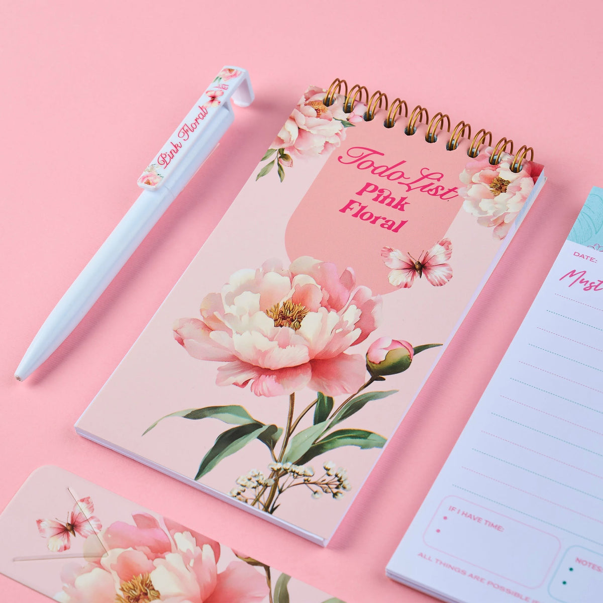 Mofakera Pinky Floral 2027 Year Gift Box – Luxury A5 Daily Planner & 10-Piece Stationery Gift Set - Pink ( Agenda )