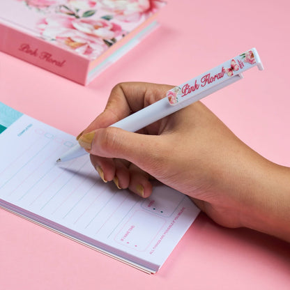 Mofakera Pinky Floral 2027 Year Gift Box – Luxury A5 Daily Planner & 10-Piece Stationery Gift Set - Pink ( Agenda )