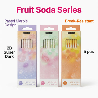 M&G Chenguang Fruit Soda 2B Wooden Pencils – Pastel Marble Design, Smooth Dark Graphite, 5-Pack, School & Drawing  - No: AWP32020