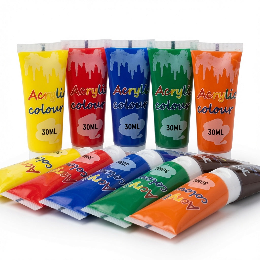M&G Chenguang Acrylic Paint Set – 12 x 30ml Vibrant Colours, Quick-Drying High Pigment Acrylic Paints for Canvas, Wood, Fabric, Paper & Crafts - No: APLP76M0