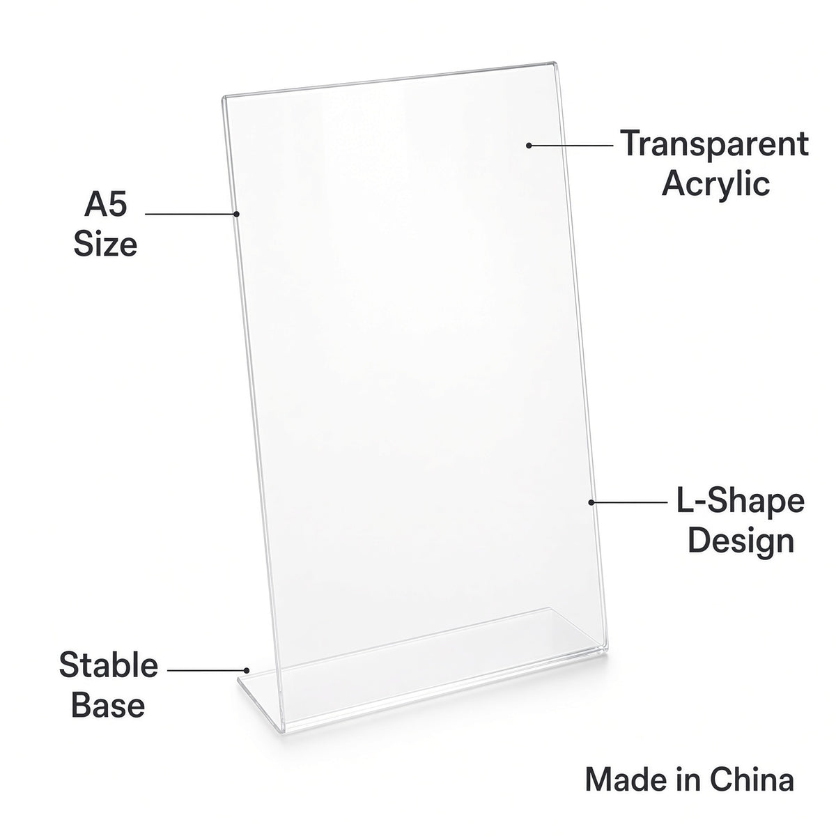 KEJEA Acrylic Sign Holder, Acrylic Poster, A5 L Shape, Display Poster Stand, Sign Holder, Clear Acrylic Counter Poster Sign Display