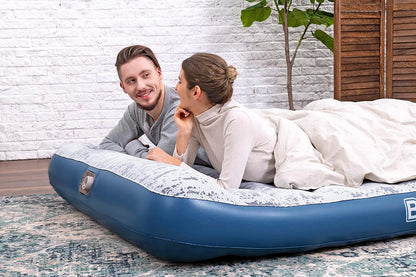 Bestway Tritech Fashion Flock Air Mattress Queen Built-in AC Pump 2.03m x 1.52m x 30cm - No:67836
