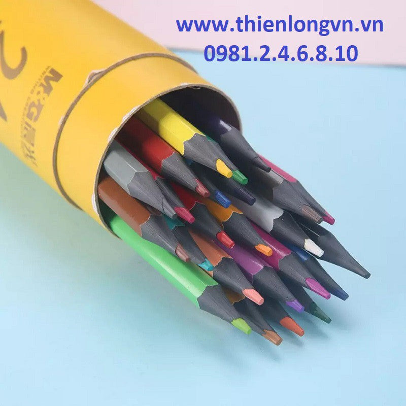 M&G Pack Of 24 Erasable Wooden Colors Pencil With Eraser - No:AWPQ0508